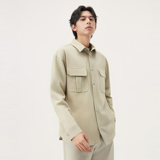 gxg.jeans男装 肌理感工装风宽松休闲翻领长袖衬衫外套 25秋 商品图1