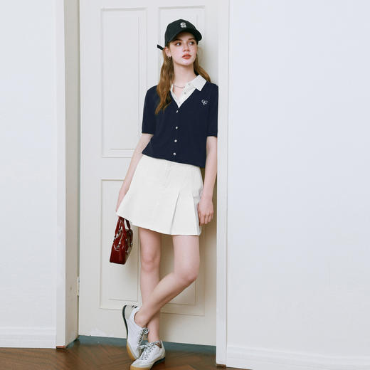 【商场同款】诗凡黎高智感假两件针织衫2025夏新款短袖3G4230861 商品图1