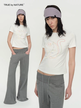 TRUE by NATURE/25SPT01/原创小猫印花正肩T恤