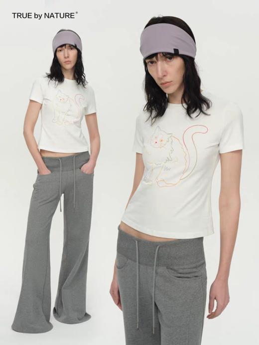 TRUE by NATURE/25SPT01/原创小猫印花正肩T恤 商品图0