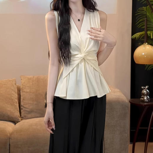 裁缝学苑AH40扭结V领无袖衬衫纸样女装背心上衣样板图纸版型 商品图1