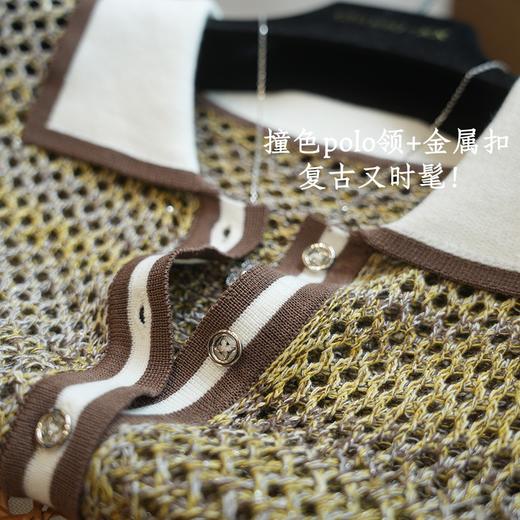 赛琳新款POLO领镂空莱赛尔天丝花纱复古衫 商品图7