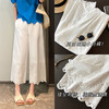 法式刺绣镂空花边纯棉休闲直筒八九分阔腿裤 商品缩略图0