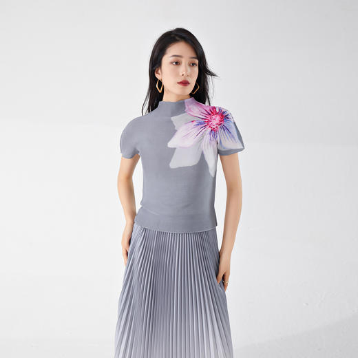 「自」全新升级【铂金会员183/天猫249/差价66】(13840)洛诗琳新款印花Ｔ恤2025夏季高级感修身弹力气质百搭上衣 商品图3