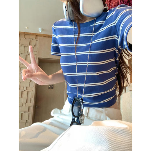 <曾小咸推荐>3.27现货秒杀 ！微信超特价！撞色条纹短袖T恤 日常99.99 立减60 秒杀39.99！！ 商品图4