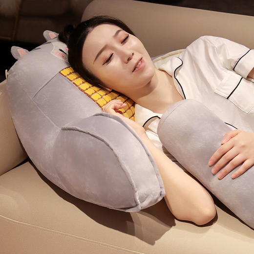 自然醒抱抱猫加高竹席拥抱式腰靠夏季凉席床头靠垫软包护腰靠枕大靠背抱枕QYL 商品图14
