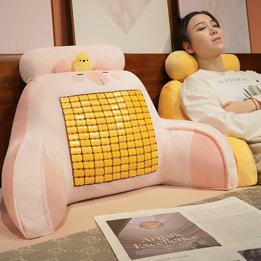 自然醒卡皮巴拉加高竹席拥抱式腰靠夏季凉席大靠背宿舍床上玩手机床靠枕头抱枕QYL 商品图11
