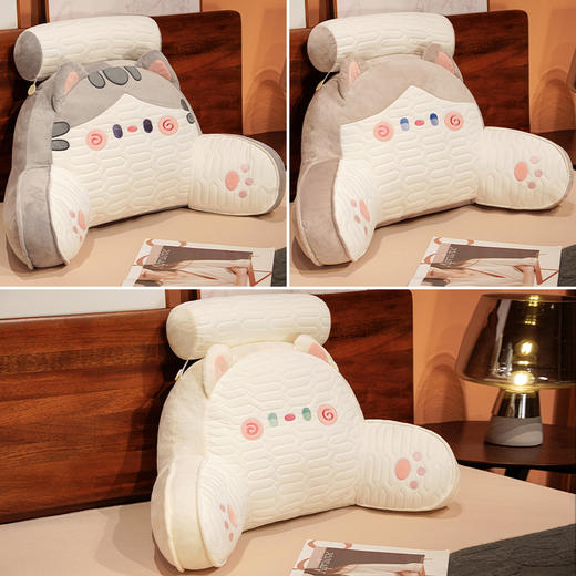 自然醒水晶绒抱抱猫乳胶拥抱式腰靠床上卧室睡觉枕头靠着看书护腰靠枕女QYL 商品图6