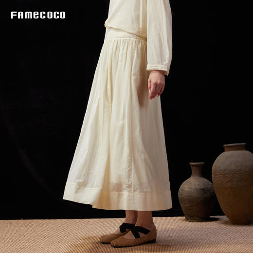 设计师品牌FAMECOCO桑蚕丝棉A字半裙长款大摆伞裙25夏新FAD3HA028 商品图1