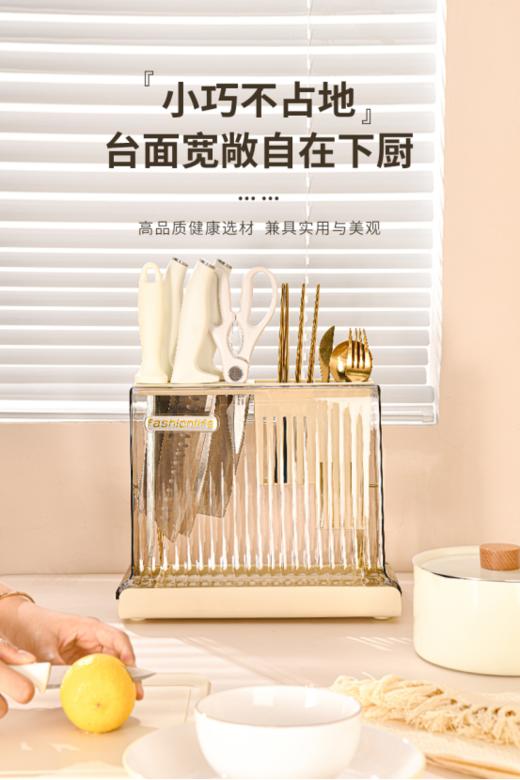 🌈【时尚轻奢刀架砧板架8371】在厨房中，刀具和菜板的收纳一直是个让人头疼的问题。🌿但有了这款厨房菜板架一体的刀架置物架，一切都变得轻松起来 商品图4