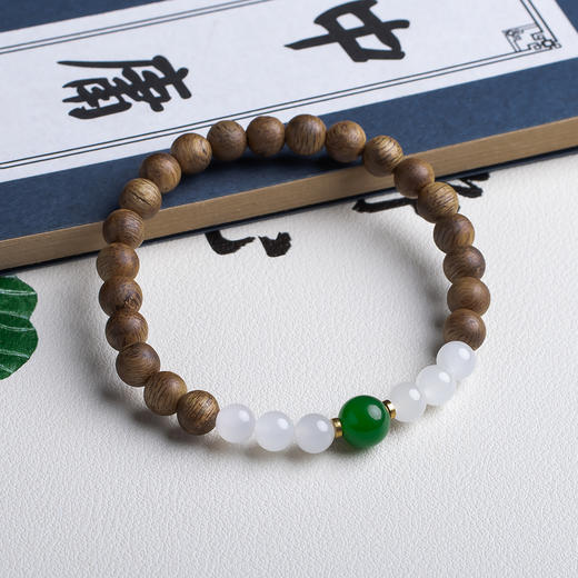 xy0471沉香+白玉碧玉国风手串 商品图4