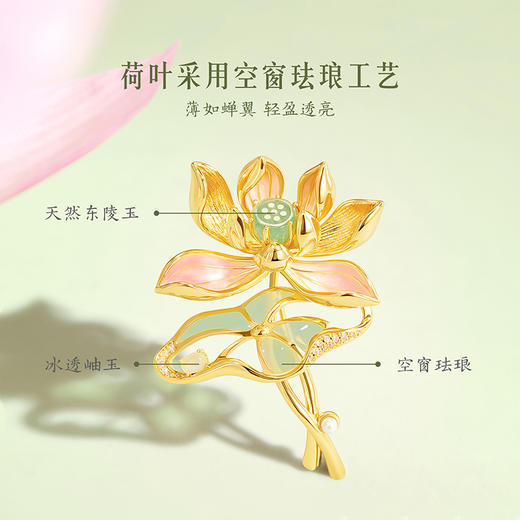 【故宫饰品】荷花胸针高端精致时尚高级感胸花博物馆文创生日礼物女 商品图3