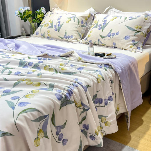 【维科家纺】莱赛尔印花抑菌夏凉被-生机（紫） 商品图4