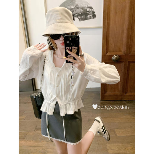 <曾小咸推荐>3.23现货秒杀 ！微信超特价！韩系连帽花边衬衫 日常189.99 立减100 秒杀89.99！！ 商品图2