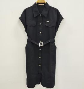 （无腰带）MC金属扣绑腰带连衣裙50401（黑）夏季152520200321