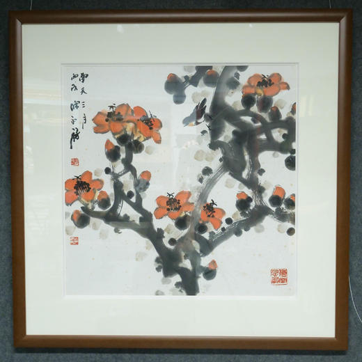 陈永锵《南天三月》国画原作68CM*68CM 手绘宣纸红棉 [含框] 商品图7