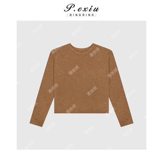 A009潘依绣丁丁宠粉PanYiXiu/潘依绣【咖啡星期一】人丝亚麻竹节肌理感针织上衣ZZ0885 商品图1