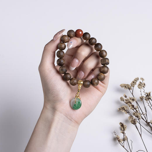 xy0469沉香+南红非洲翠平安扣手串 商品图8