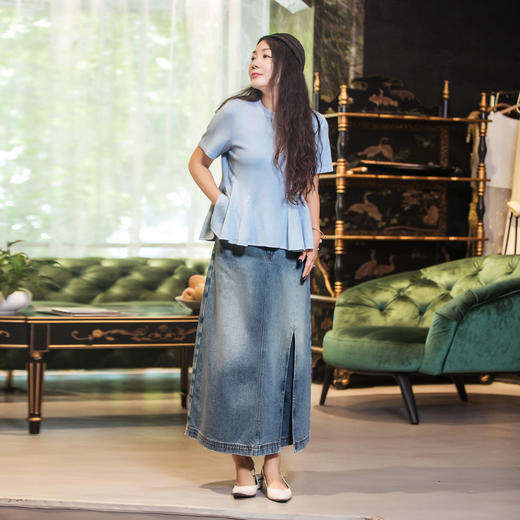 【林栖设计小店】【植物染】荷叶边T恤宽松简约百搭2025秋季新款短袖上衣1952134B 商品图3