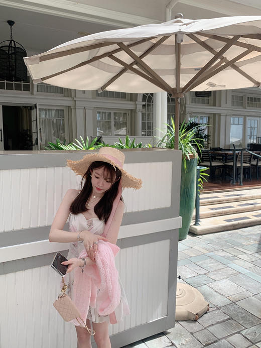 金蘑菇菇 仲夏花店 /一字领露肩气质碎花吊带连衣裙女 商品图6