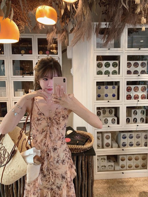 金蘑菇菇  木槿与琥珀 / 斜裁v领轻甜碎花私服连衣裙 商品图10