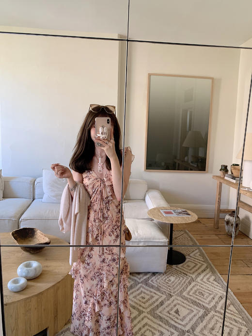 金蘑菇菇  木槿与琥珀 / 斜裁v领轻甜碎花私服连衣裙 商品图1