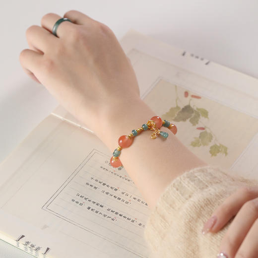 沁棠 蓝水翡翠冰飘南红手串 商品图2