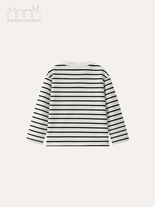 刺绣logo条纹长袖polo衫 商品图1