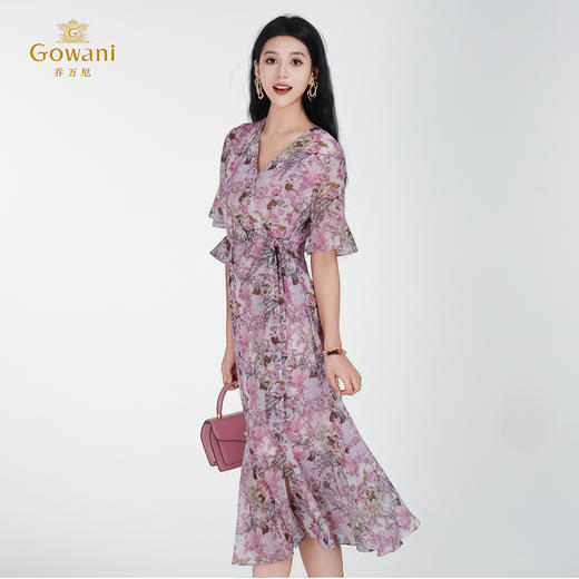 【罗马花园】乔万尼新品罗马花园印花茶歇中长款连衣裙ED2E525 商品图1