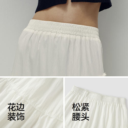 森马半身裙女高腰松紧腰宽松A字塔裙优雅显高秋花边长裙温柔甜美 商品图3