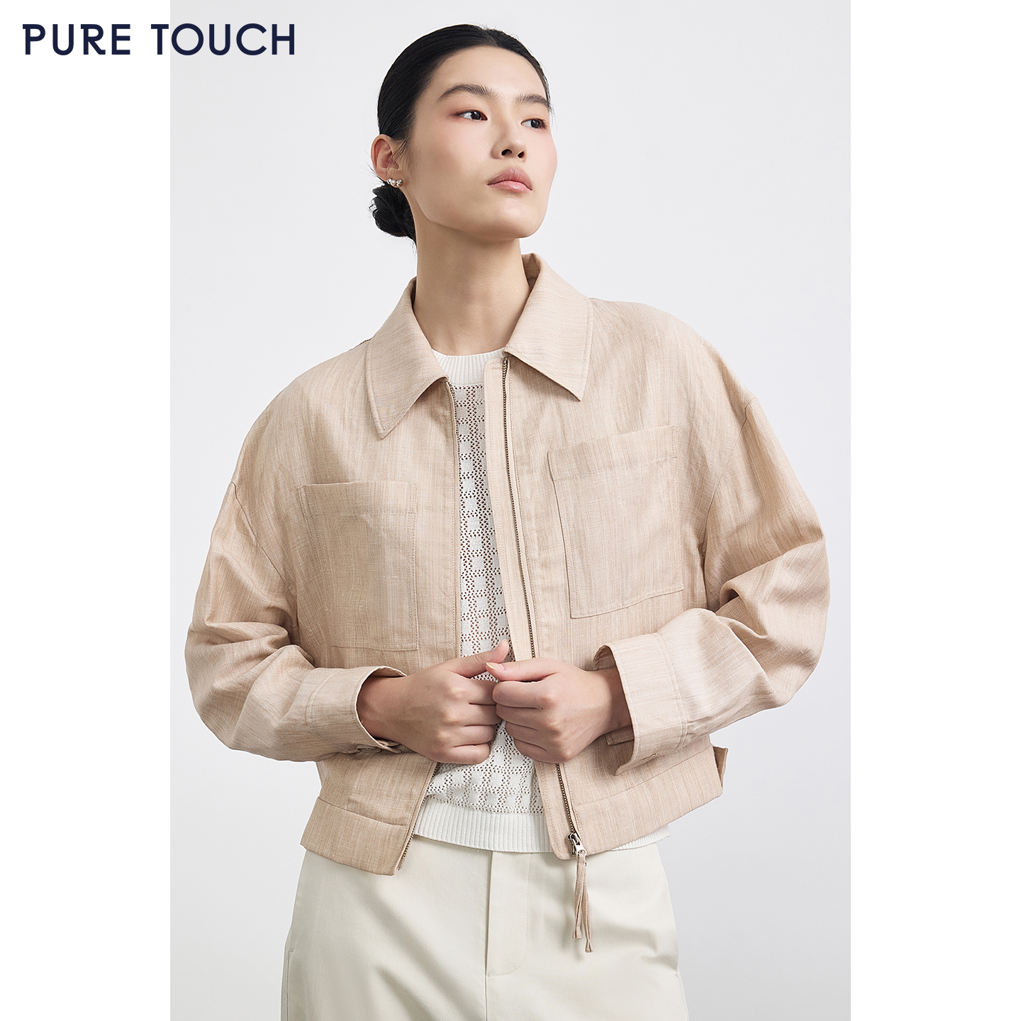 PURE TOUCH春秋通勤必备女士箱型夹克防风抗皱百搭