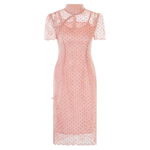 「自」全新升级【铂金会员339/天猫459/差价120】(00450)洛诗琳国风蕾丝连衣裙2025夏季新款新中式改良旗袍连衣裙 商品图4