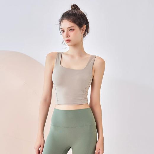 跃牌【轻匀系列】NS裸感一体式固定杯瑜伽服女款无袖短款运动内衣宽肩吊带瑜伽背心WX1494 商品图3