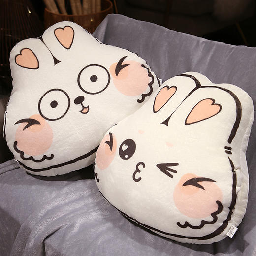 自然醒印花兔三用抱枕毯三合一办公室沙发靠垫可爱萌兔暖手午睡毯QYL 商品图8