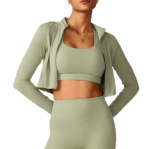 跃牌【轻匀系列】2025新拉链户外跑步运动瑜伽外套显瘦健身长袖外套女生速干瑜伽服WT8009 商品图4