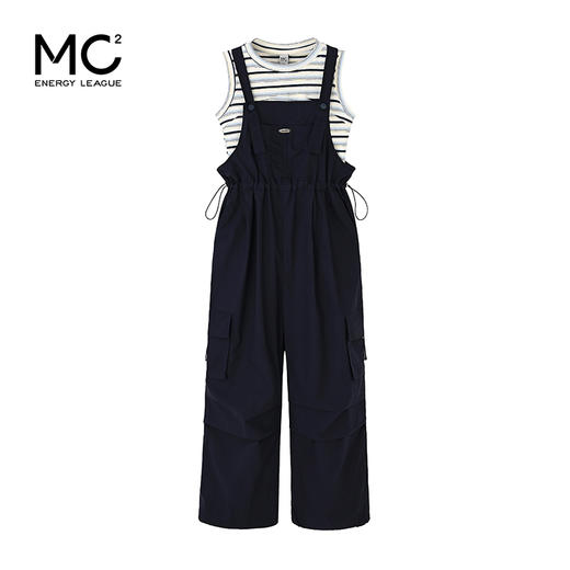 mc2无袖条纹上衣配工装背带裤套装女装夏季新款时尚好看小个子 商品图4
