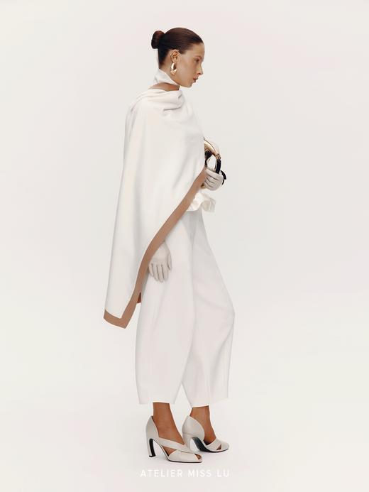 【月之女王】老钱风撞色设计绵羊毛混纺围巾 商品图2