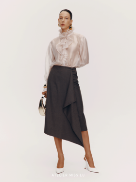 【提琴诗人】不规则立裁设计绵羊毛混纺半裙