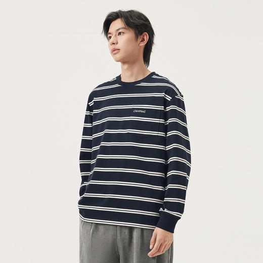 gxg.jeans男装 多色撞色条纹时尚宽松圆领长袖T恤男 25年秋热卖 商品图2