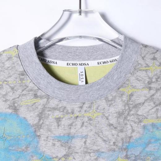 SDSA夏季新款男士痞帅撞色割破印花设计圆领短袖T恤百搭时尚上衣 商品图2