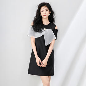 「高货wl」全新升级【铂金会员358/天猫479/差价121】(90732)洛诗琳优雅气质拼接连衣裙2025夏季新款遮肉显瘦A字裙女