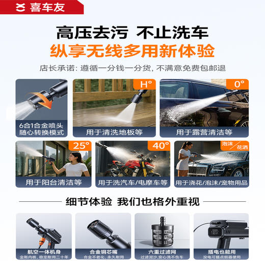喜车友超mini航天级一体无线速洗机 创新一体式增压泵机 高压去污 两年质保（下单72小时发货） 商品图4