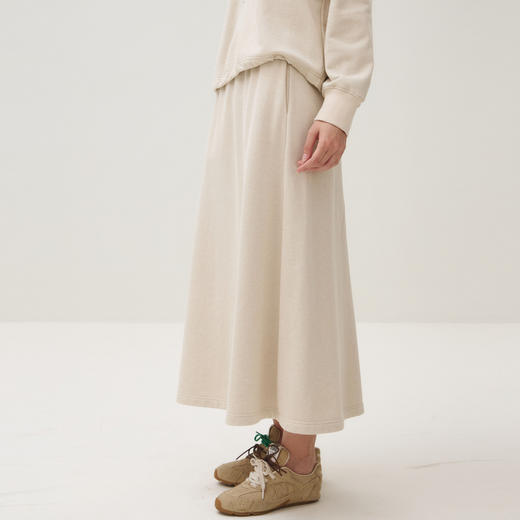 谜底半裙女2025秋季新品通勤百搭A型大摆裙松紧腰中长裙253MB1021 商品图1