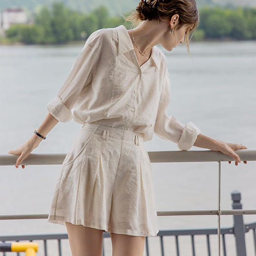 裁缝学苑AQ504翻领亚麻长袖衬衫纸样裙裤套装短裤女装样板图纸 商品图5