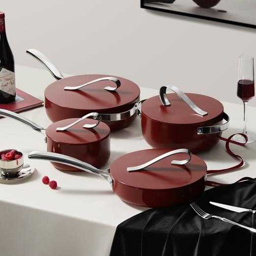 温仑山Velosan 自由丝带系列不粘锅 炒锅/煎锅/奶锅/汤锅 石头级硬度+超轻设计，随意煎炒不粘锅；流线型丝带造型设计兼具艺术与现代功能性；燃气灶，电磁炉，‪电陶炉，洗碗机可用；内外不粘，一擦即净 商品图13