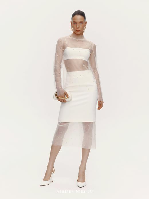 【银河闪烁】珍珠点缀透视重工纱纱上衣 商品图1