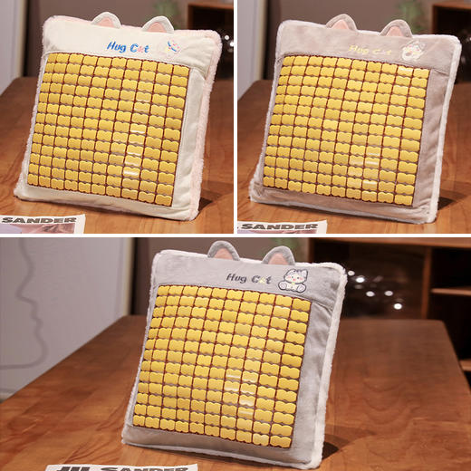 自然醒竹席款抱抱猫抱枕沙发靠枕床头汽车靠背垫女生睡觉抱枕车用夏QYL 商品图7