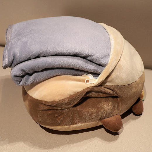 自然醒饭团水豚三合一抱枕毯办公室暖手抱枕午睡神器枕头车用睡觉女生珊瑚绒毯子QYL 商品图9