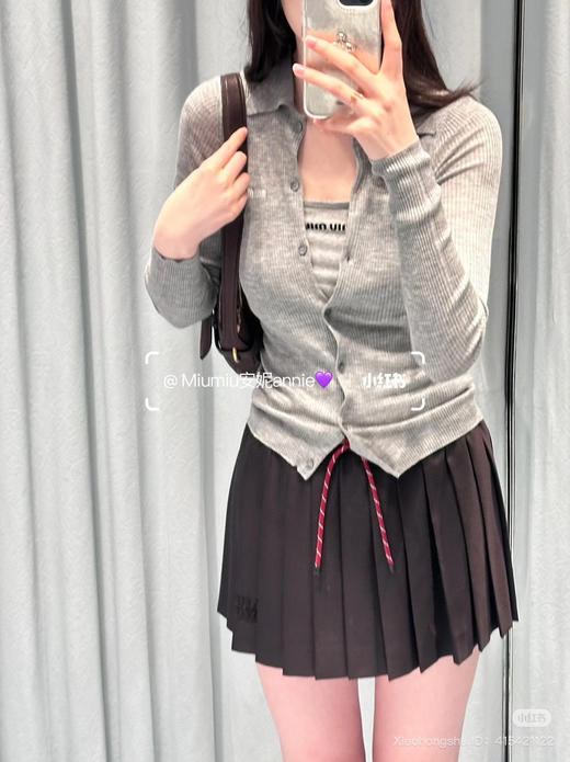 724-3 独家圆正 miu丝羊绒 坑条针织 长袖polo领开衫 修身款打底衫 防晒衫 商品图8