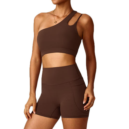 跃牌【轻匀系列】2025夏季速干裸感运动短裤高腰紧身瑜伽裤带口袋透气跑步健身短裤DK7102 商品图4